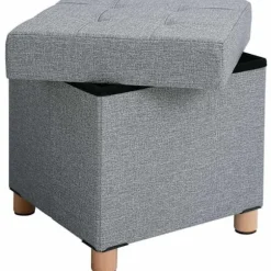 Rootz Hocker - Taburet med opbevaring - osmannisk - Grå siddestol med opbevaringsplads - 38 x 40 x 38 cm (B/H/D)