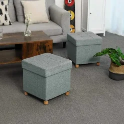 Rootz Hocker - Taburet med opbevaring - osmannisk - Grå siddestol med opbevaringsplads - 38 x 40 x 38 cm (B/H/D)