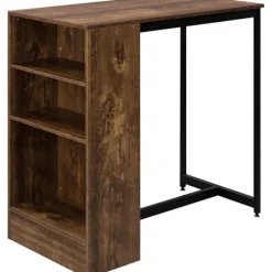 Rootz Home Barbord med vinhylde - Højt Bistrobord - Køkkenbord - Træmateriale - 91cm x 91cm x 49cm