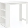 Rootz Hvid 120 x 107,5 x 60 cm Barbord Køkkenbord i træ - Bardisk med integreret hylde - Bar Bistro Bord Køkken Rektangulært - Festbord træbord - Vægm | Fyndiq