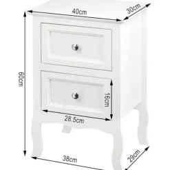 Rootz hvidt sengebord - Natbord - Opbevaringsskab - Rigelig opbevaringsplads - Elegant design - Holdbar - 40 cm x 60 cm x 30 cm