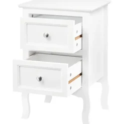 Rootz hvidt sengebord - Natbord - Opbevaringsskab - Rigelig opbevaringsplads - Elegant design - Holdbar - 40 cm x 60 cm x 30 cm