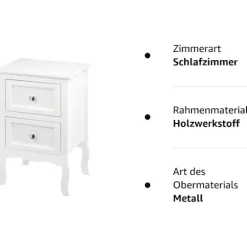 Rootz hvidt sengebord - Natbord - Opbevaringsskab - Rigelig opbevaringsplads - Elegant design - Holdbar - 40 cm x 60 cm x 30 cm
