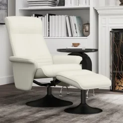 Rootz hvilestol & afføring sæt - tv -lænestol - drejestol - ergonomisk komfort - hvid - 69L x 71W x 104H cm