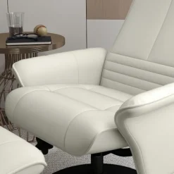 Rootz hvilestol & afføring sæt - tv -lænestol - drejestol - ergonomisk komfort - hvid - 69L x 71W x 104H cm