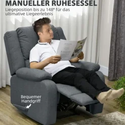 Rootz Hvilestol - Justerbar Lounge Chair - Komfortabel lænestol - Tyk polstring - Stålramme - Mørkegrå - 87cm x 96cm x 98cm
