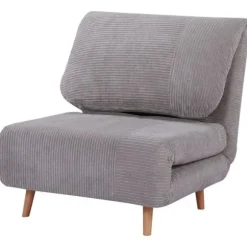 Rootz 2-i-1 lænestolsseng - Justerbar nakkestøtte - Corduroy Look - Grå - 82 cm x 8 cm x 83 cm