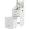 Rootz 3-i-1 make-up bordsæt - Vaskebord - Sengebord - Rigelig opbevaring - 48 cm x 40 cm x 90 cm