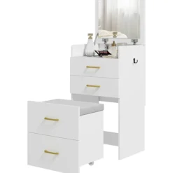 Rootz 3-i-1 make-up bordsæt - Vaskebord - Sengebord - Rigelig opbevaring - 48 cm x 40 cm x 90 cm