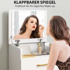 Rootz 3-i-1 make-up bordsæt - Vaskebord - Sengebord - Rigelig opbevaring - 48 cm x 40 cm x 90 cm