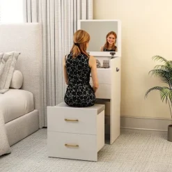 Rootz 3-i-1 make-up bordsæt - Vaskebord - Sengebord - Rigelig opbevaring - 48 cm x 40 cm x 90 cm