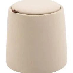 Rootz 2-i-1 skammel - Sofabord - Velvet Look - Inklusiv opbevaringsplads og aftageligt låg - Beige - Ø44 cm x 47,5 cm