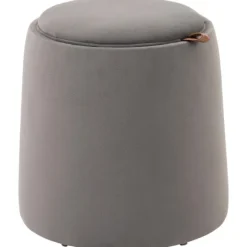 Rootz 2-i-1 Velvet Look Opbevaringsskammel - Ottoman - Fodstøtte - Skjult opbevaring - Aftageligt bakkelåg - 44 cm x 47,5 cm - Mørkegrå