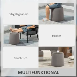 Rootz 2-i-1 Velvet Look Opbevaringsskammel - Ottoman - Fodstøtte - Skjult opbevaring - Aftageligt bakkelåg - 44 cm x 47,5 cm - Mørkegrå