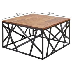 Rootz Industrial Sofabord - Metalstel - Stuebord - Træ - 60 x 35 x 60 cm