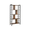Rootz Industrial Style 4-hylde bogreol - Vintage Brun-Sort - Spånplade stål - 74 cm x 30 cm x 154,5 cm - Opbevaring til hjemmekontor - Industrielt des | Fyndiq
