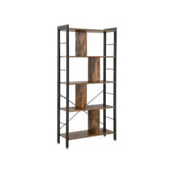 Rootz Industrial Style 4-hylde bogreol - Vintage Brun-Sort - Spånplade stål - 74 cm x 30 cm x 154,5 cm - Opbevaring til hjemmekontor - Industrielt des | Fyndiq