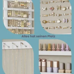 Rootz Jewelry Cabinet - Mirror Cabinet - Wall Cabinet - Rumbesparende arrangør - 10x37x67cm