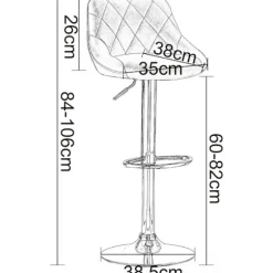 Rootz Justerbar Barstol i imiteret læder - Bordstol - Drejeligt sæde - Højdejusterbar, 360° rotation, Ergonomisk komfort - 84cm til 106cm x 38cm x 35c | Fyndiq