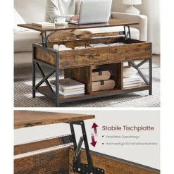 Rootz Justerbar sofabord - Brun -sort - Højde -justerbar bord - Træspanel - 50 x 100 cm x 46,5-62 cm
