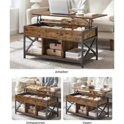 Rootz Justerbar sofabord - Brun -sort - Højde -justerbar bord - Træspanel - 50 x 100 cm x 46,5-62 cm