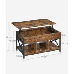 Rootz Justerbar sofabord - Brun -sort - Højde -justerbar bord - Træspanel - 50 x 100 cm x 46,5-62 cm