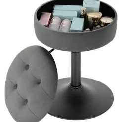 Rootz Justerbar Velvet Barstol - Skrankestol - Drejelig skammel - Holdbar, Moderne, Multifunktionel - Sædediameter 39,5 cm, Højde 49,5-65 cm, Basediam | Fyndiq