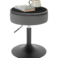 Rootz Justerbar Velvet Barstol - Skrankestol - Drejelig skammel - Holdbar, Moderne, Multifunktionel - Sædediameter 39,5 cm, Højde 49,5-65 cm, Basediam | Fyndiq