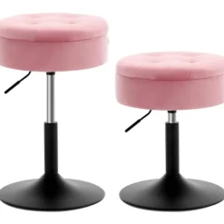 Rootz Justerbar Velvet Barstol - Bordstol - Køkkentaburet - Holdbar, moderne, multifunktionel - Opbevaringsplads - 39,5 cm x 49,5-65 cm x 38,5 cm