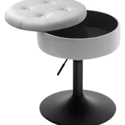 Rootz Justerbar Velvet Barstol - Bordskammel - Køkkentaburet - Holdbar, Multifunktionel, Opbevaringsplads - 39,5 cm Sædediameter, Højde 49,5-65 cm