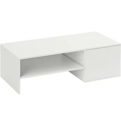 Rootz Justerbart Sofabord - Løftebord - Hvidt Opbevaringsbord - Glideflade, Skjult Opbevaring, Spånplade, Metalskinner, 110x52x36 cm