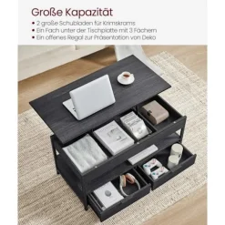 Rootz Justerbart Sofabord - Antracit Grå-Ink Sort - Spånplade stål - Stort 50 x 100 cm - Højde 48-63 cm - Letvægt 25,6 kg - Max belastning 136 kg