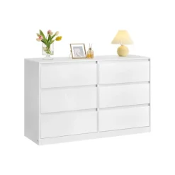 Rootz Kailyn Kommode med seks skuffer - Kommode - Opbevaringsenhed - Maksimerer soveværelsespladsen - Hvid - 40 x 119,4 x 75 cm