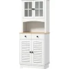 Rootz Kitchen Cabinet med glasdøre - Opbevaring af opvask - Spisestueskab - rigelig opbevaring - 68 x 39,5 x 170 cm, hvidbrun