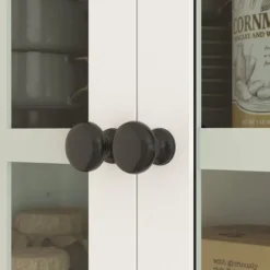Rootz Kitchen Cabinet med glasdøre - Opbevaring af opvask - Spisestueskab - rigelig opbevaring - 68 x 39,5 x 170 cm, hvidbrun