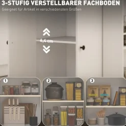 Rootz Kitchen Cart med skuffe - Mobil opbevaring - Alsidig vogn - Justerbare hylder - 82 x 38 x 86,5 cm - Hvid og brun