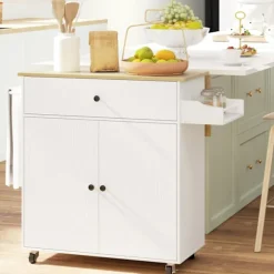 Rootz Kitchen Cart med skuffe - Kitchen Island - Serveringsvogn - Alsidig opbevaring - 106 cm x 42 cm x 87 cm