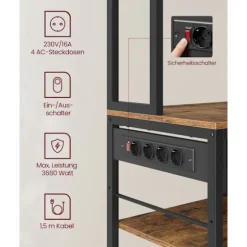 Rootz Kitchen hylde - Opbevaringsstativ - Arrangør - Vintage Design - 40 cm x 80 cm x 180,4 cm
