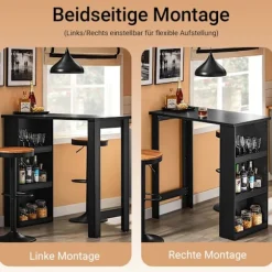 Rootz Kitchen Island Bord - Morgenmadsbar - Pladsbesparende bord - Holdbart og robust - 112 cm x 106 cm x 57 cm