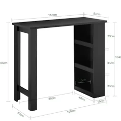 Rootz Kitchen Island Bord - Morgenmadsbar - Pladsbesparende bord - Holdbart og robust - 112 cm x 106 cm x 57 cm