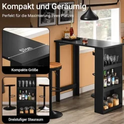 Rootz Kitchen Island Bord - Morgenmadsbar - Pladsbesparende bord - Holdbart og robust - 112 cm x 106 cm x 57 cm