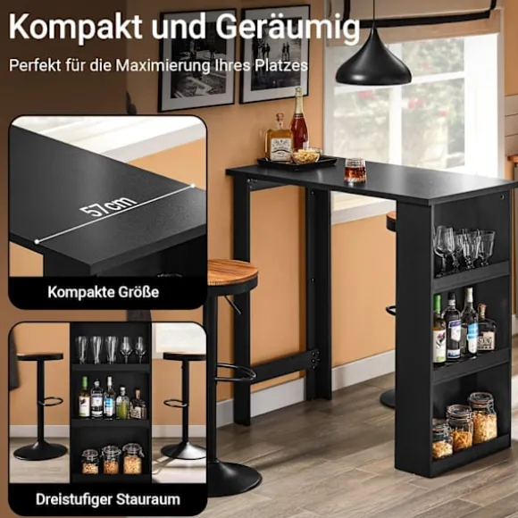 Rootz Kitchen Island Bord - Morgenmadsbar - Pladsbesparende bord - Holdbart og robust - 112 cm x 106 cm x 57 cm