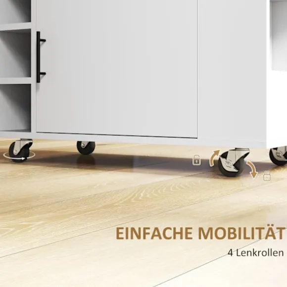 Rootz Kitchen Trolley - Rolling Island - Bærbar vogn - Vinstativer & opbevaring - Rubberwood Top - 83L X 40W X 83H CM