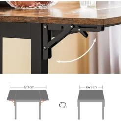 Rootz Køkkenbord - Køkkenbord i industriel stil - Spisebord - Morgenmadsbord - Trækøkkenbord - Spånplade - Stål - Brun-sort - 120 x 78 x 76,2 cm (L x | Fyndiq