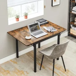 Rootz Køkkenbord - Køkkenbord i industriel stil - Spisebord - Morgenmadsbord - Trækøkkenbord - Spånplade - Stål - Brun-sort - 120 x 78 x 76,2 cm (L x | Fyndiq