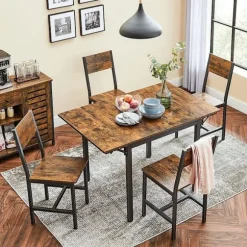 Rootz Køkkenbord - Køkkenbord i industriel stil - Spisebord - Morgenmadsbord - Trækøkkenbord - Spånplade - Stål - Brun-sort - 120 x 78 x 76,2 cm (L x | Fyndiq