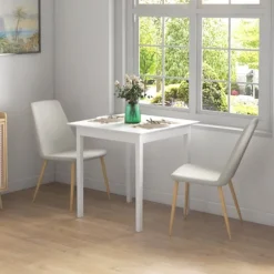 Rootz Køkkenbord - Spisebord - Firkantet bord - Moderne Design - Massivt fyrretræ - 75cm x 75cm x 76cm - Hvid