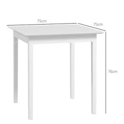 Rootz Køkkenbord - Spisebord - Firkantet bord - Moderne Design - Massivt fyrretræ - 75cm x 75cm x 76cm - Hvid