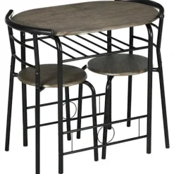 Rootz køkkenbordssæt - spisestuesæt - 3-delt bistrosæt - 1 bord - 2 stole - MDF/metal - Sort - 80 cm x 53 cm x 74,5 cm