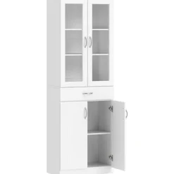 Rootz Køkkenbuffetskab – Opbevaringsskab – Pantryskab – Justerbare hylder – Silent Close – 60x35x180cm – Hvid